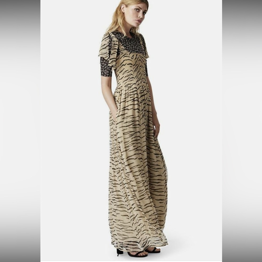 Ganni Whitman Maxi Animal Chiffon
Dress Sleeveless Tiger